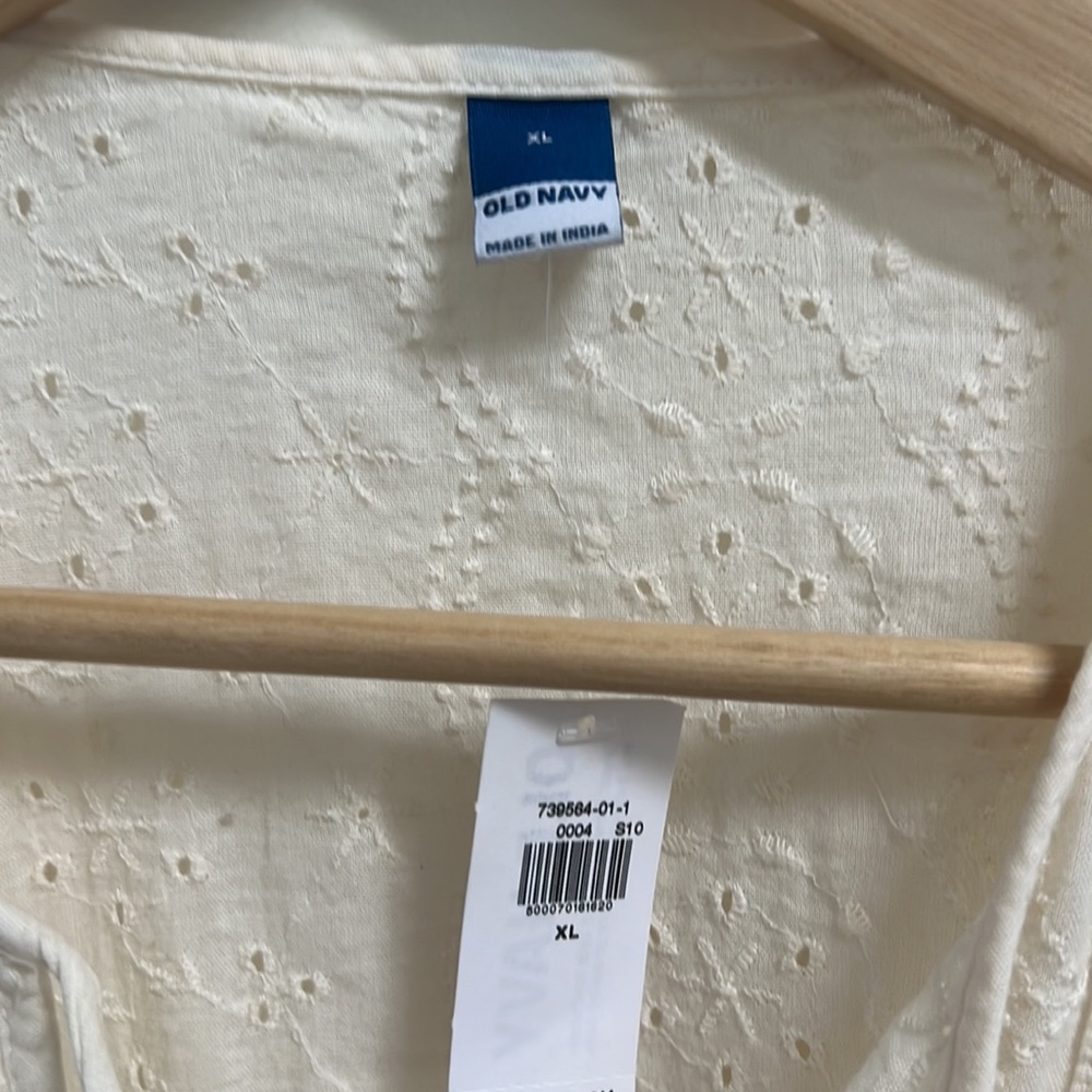 NWT OLD NAVY LS Cream Boho Blouse XL - Picture 2 of 5